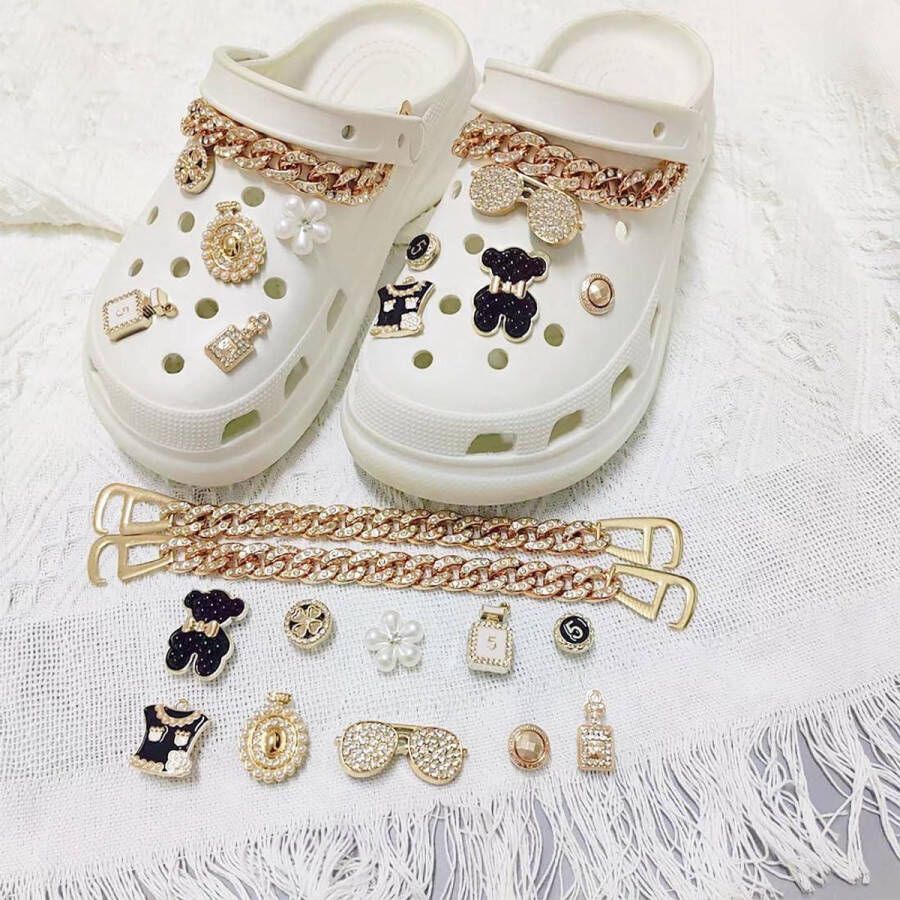 Allecto plus Schoen Charm Accessoires Set van 12 Kristal Diamanten DIY Schoen Hangers Schoen Decoratie Beer en Bril Motief
