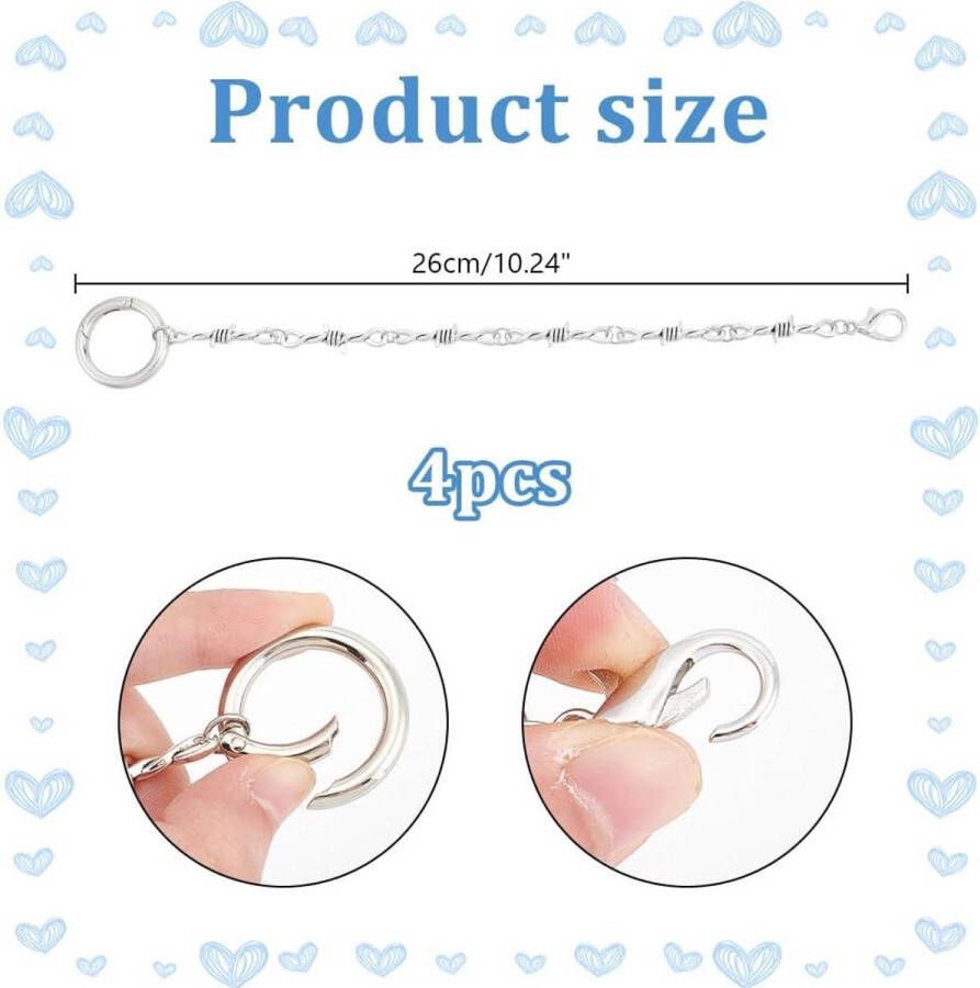 Allecto plus Schoen Charms Kettingen met Ringen voor en nen Punk Decoratie Sandalen Set van 4 Lang