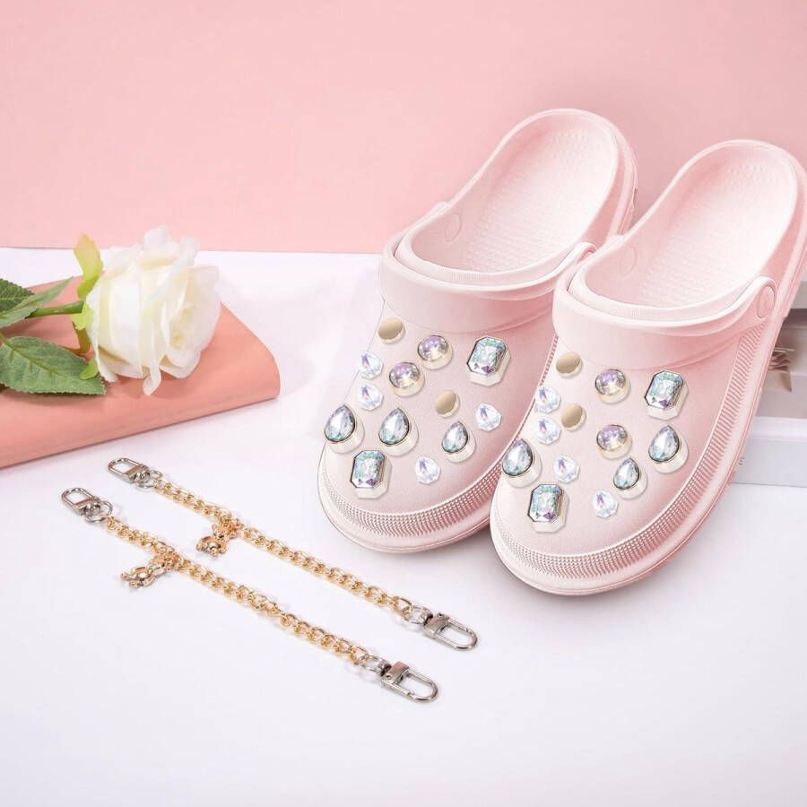 Allecto plus Schoenbedels 24 stuks met dia ten van parels Schoendecoratie voor klompen en sandalen Kunststof en strassteentjes