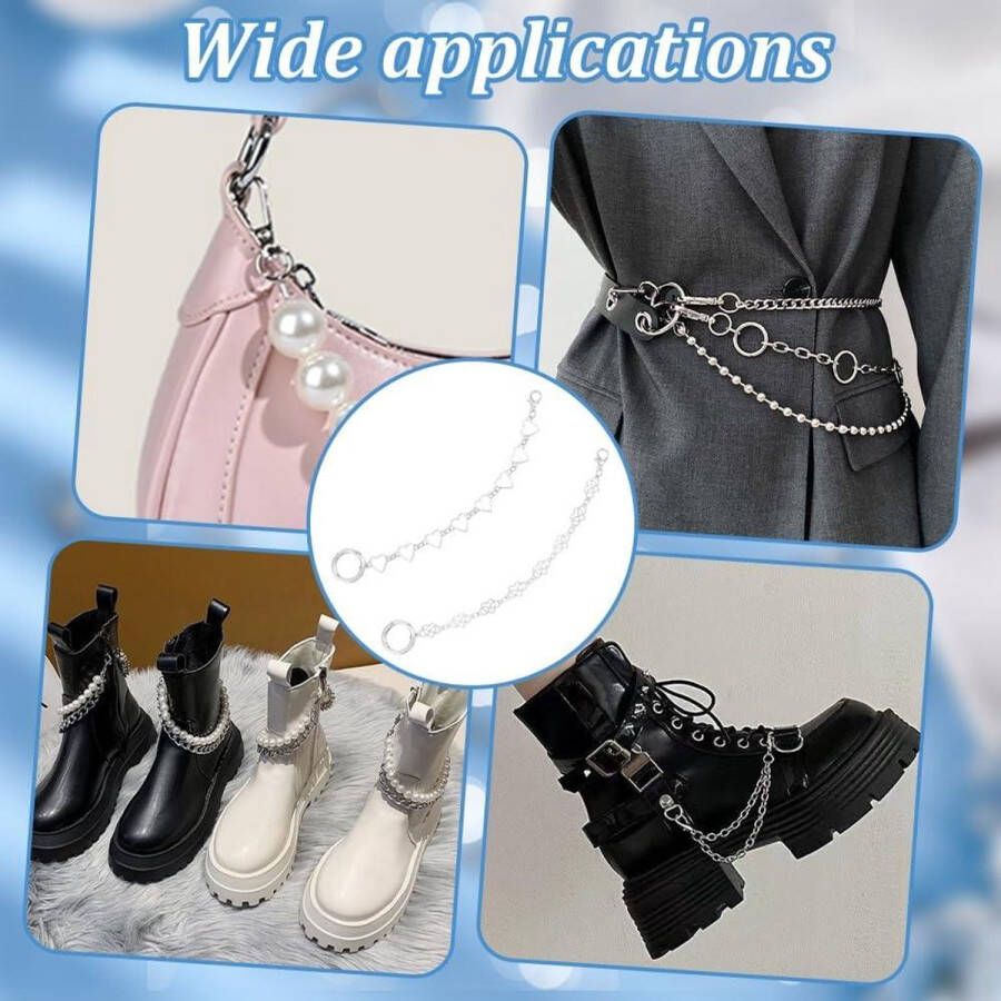 Allecto Plus Schoenbedels 4 stuks Hartvormig 2 Kleuren Handgemaakte Schoenkettingen Afneembare Schoenhangers Decoratie voor Sandalen Unisex