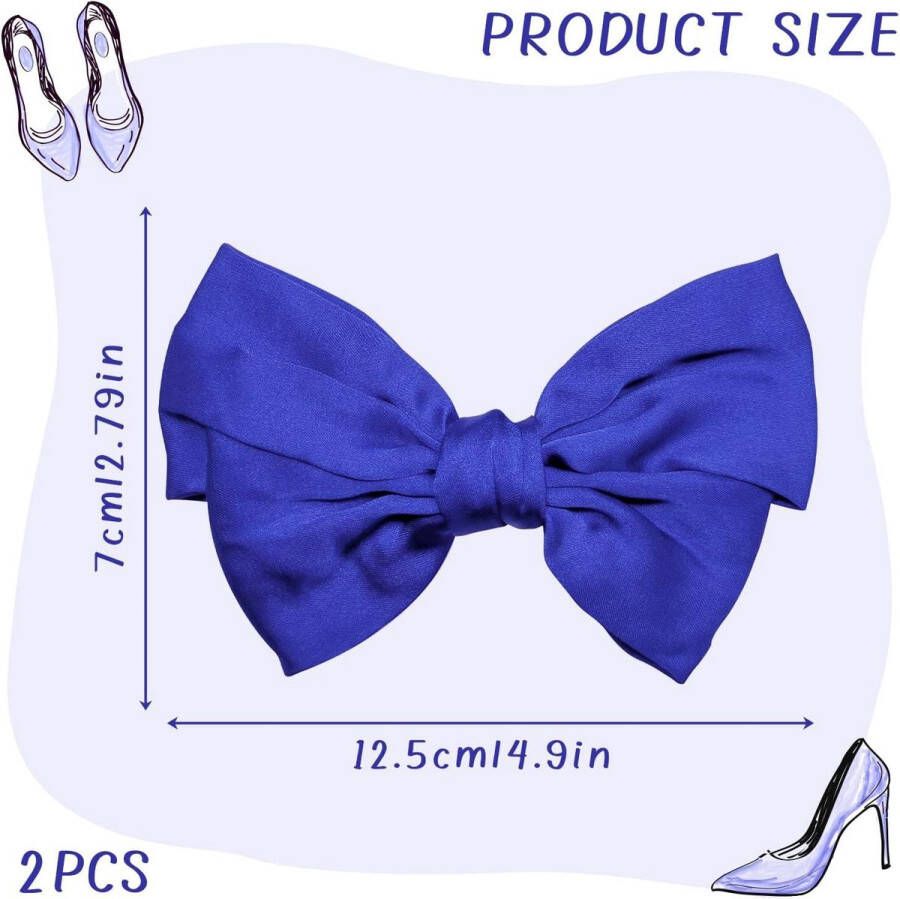 Allecto Plus Schoenclips met Satijnen Strikken voor Vrouwen en Meisjes Set van 2 Schoendecoraties voor Hoge Hakken en Platte Sandalen Blauw Ideaal voor Bruiloft en Feest