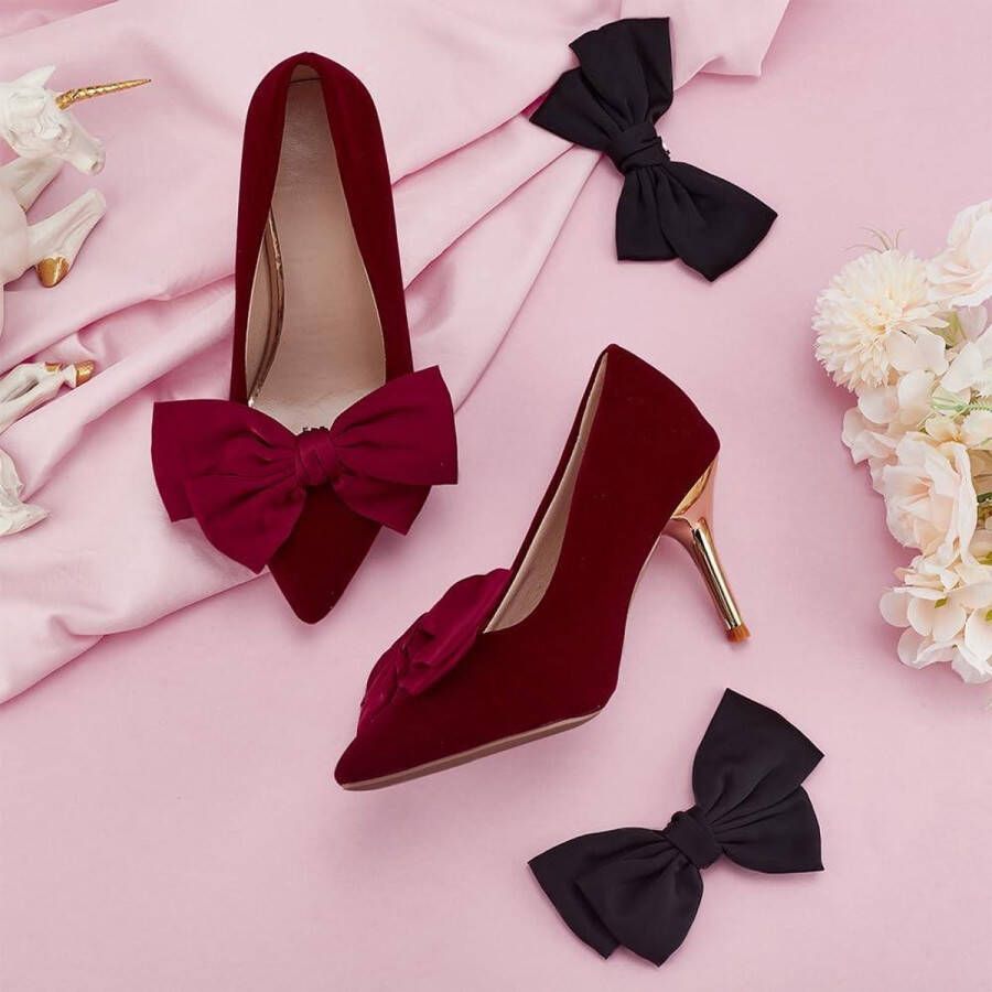 Allecto plus Schoenclips voor Vrouwen Bruiloft Hakken Flats Zwart en Donkerrood