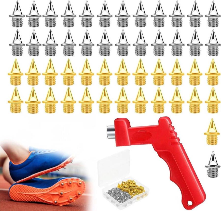 Allecto Plus Schoenspikes 5 mm roestvrij staal 50 stuks Spikesleutel Accessoires voor sportschoenen Atletiek Loopschoenen Track schoenen Hardlopen Wandelen