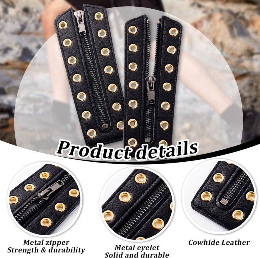 Allecto plus Set van 2 rundleer inzetstukken met ritssluiting voor laarzen x Antiek brons Zwart TwigCoreTextView