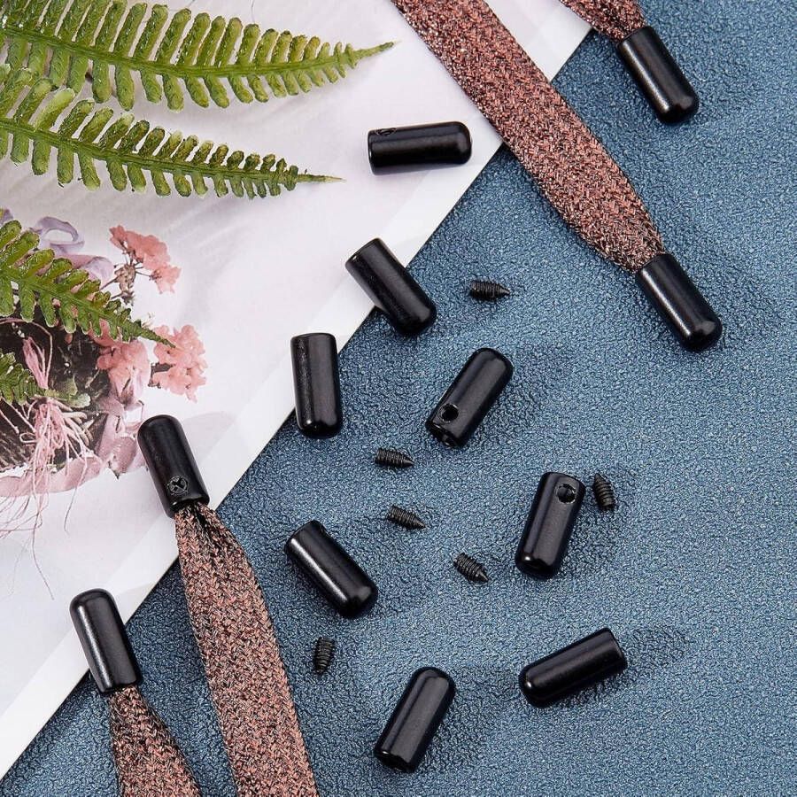 Allecto plus Set van 30 Zwarte Laarzen Tips voor Reparatie en Vervanging van Lace Cords Ideaal voor Sportschoenen Laarzen en Sneakers