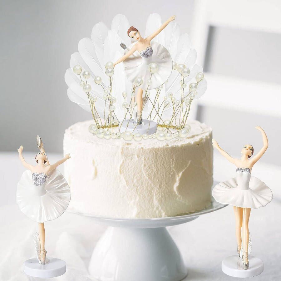 Allecto plus Set van 5 taartdecoraties met ballerina regenboog en slinger voor verjaardagstaart