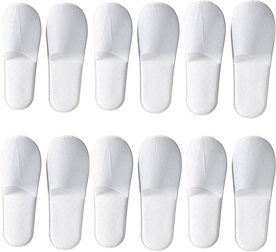 Allecto Plus Set van 6 paar Premium wegwerp gastenpantoffels van wasbaar katoen Antislip comfort voor thuis en feesten Witte pantoffels EU extra breed员