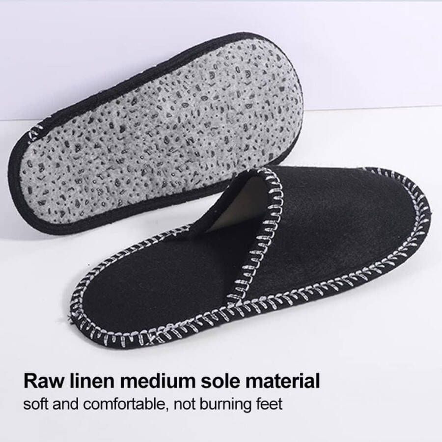 Allecto plus Set van 6 paar Vilten Gastenpantoffels met Antislipzolen voor Familiehotel of Reis Uniseks Warme Pantoffels voor Gasten