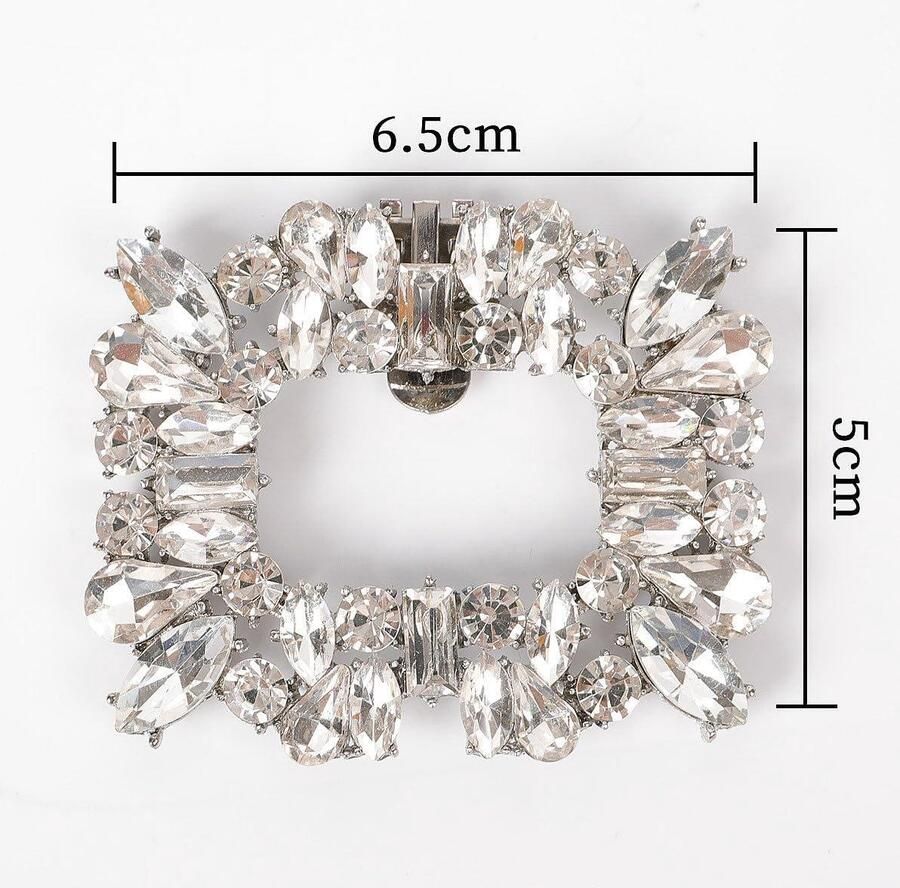 Allecto plus Strass Schoenclips voor Hoge Hakken 2 Stuks Dames Zilver Kristallen Verfraaiing