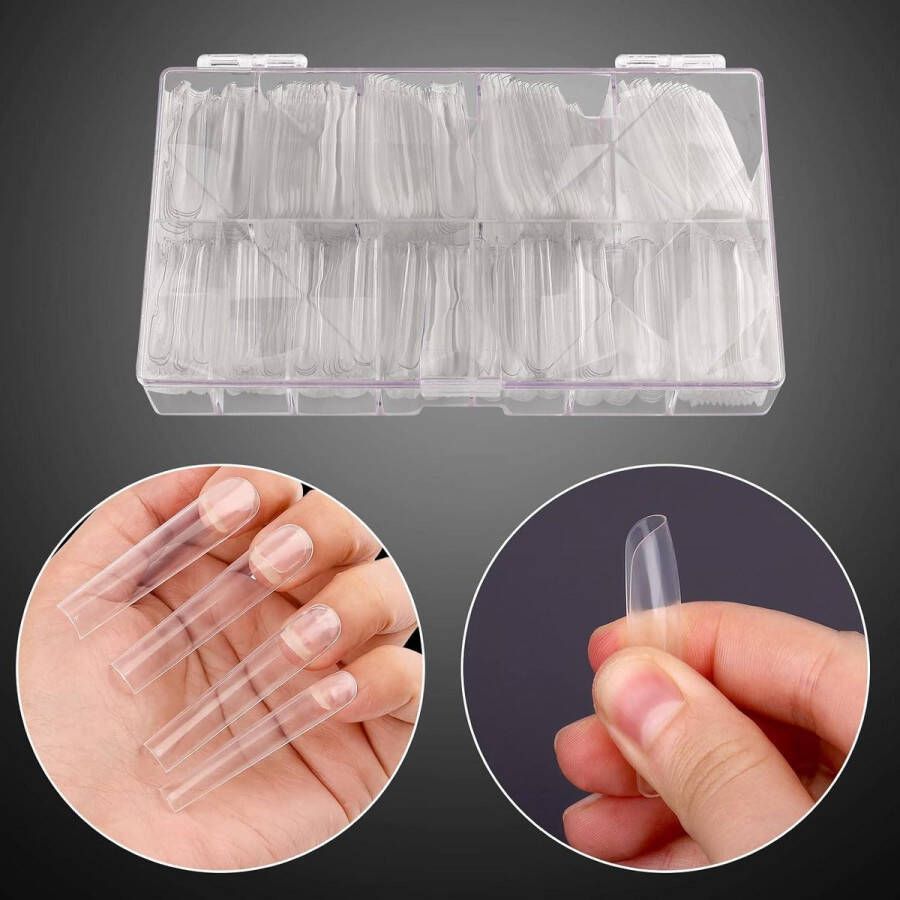 Allecto plus Transparante Vierkante Valse Nagels 360 stuks Extra Lange Set voor Dames Ballerina Stijl DIY Nagelkunst Kit voor Thuisgebruik in Salonstijl