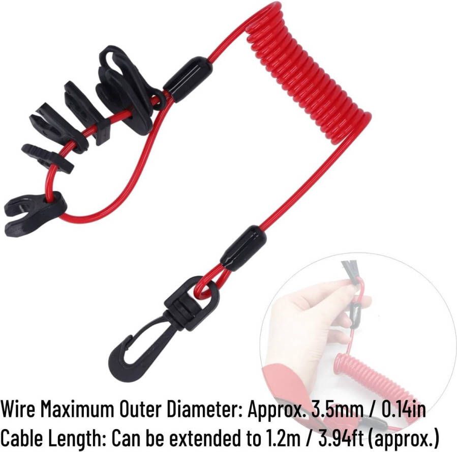 Allecto Plus Universele Boots Motor Stop Schakelaar Safety Lanyard Tether Koord voor Boot Fiets Waterdicht en Duurzaam Veiligheidsaccessoire voor Buitenboordmotoren Onderdelen en Accessoires Boot Makkelijk te Bevestigen