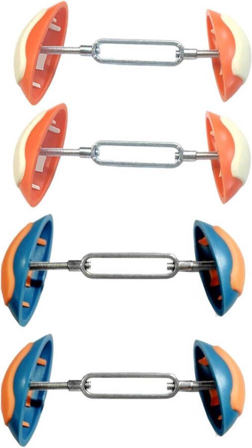 Allecto Plus Universele Mini Schoenrekken 4 Stuks Premium Schoenrekken voor en Geschikt voor Lederen Schoenen Laarzen Hoge Hakken en Sportschoenen Oranje en Lichtblauw