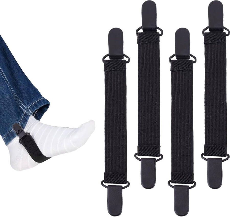 Allecto plus Verstelbare Bootclips voor Cow laarzen 4 Stuks Elastische Rie Stijgbeugels Beenriem Broekclip met Stevige Clip