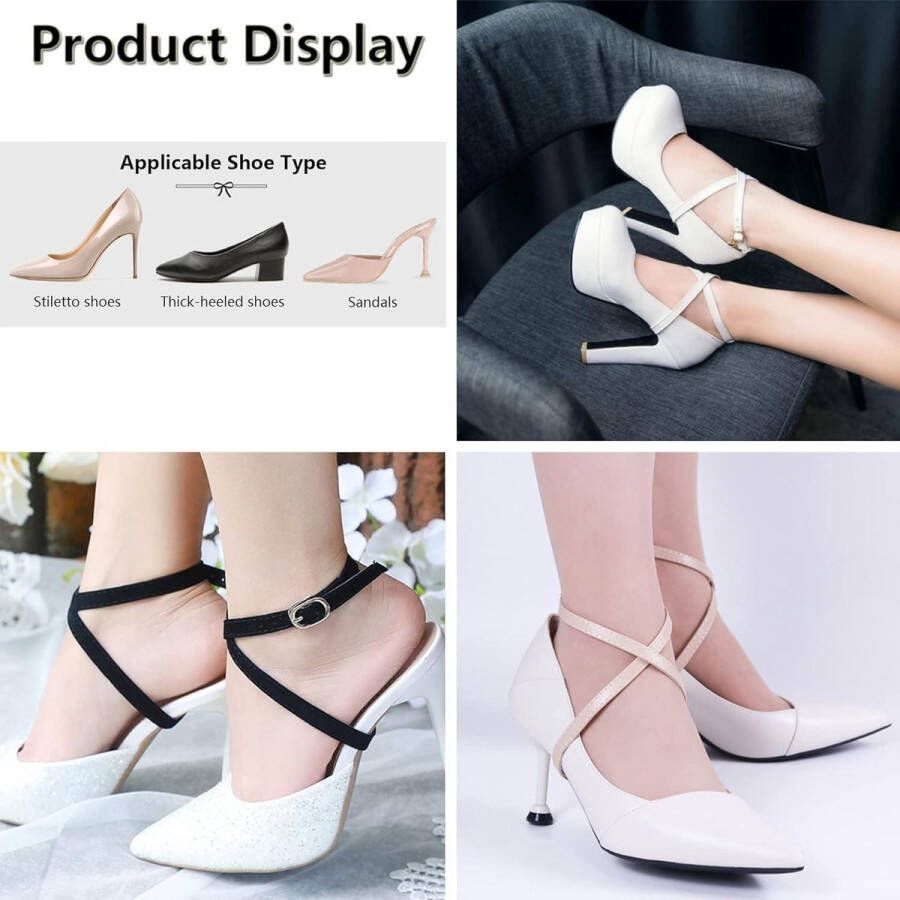 Allecto Plus Verstelbare Schoenriemen voor Hoge Hakken Set van 3 Schoenveters voor Hakken Hak Accessoires Hak Straps Dames Schoen Decoratie Lederen Gesp DIY Hak Sandalen Vrouwen