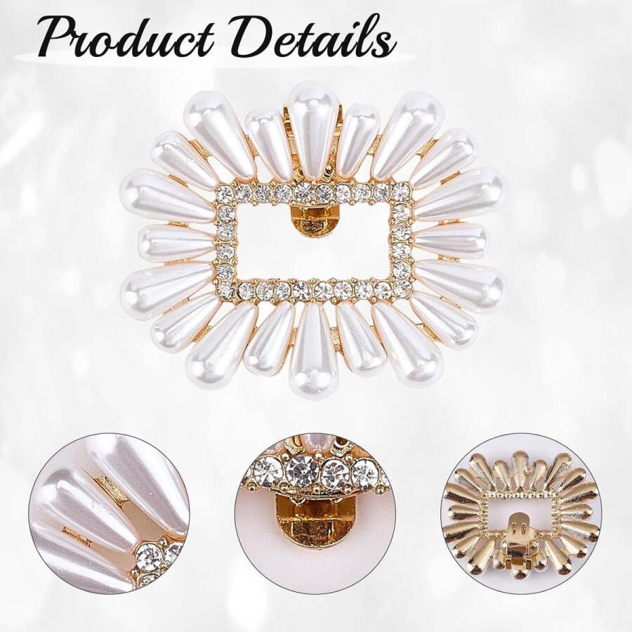 Allecto plus Vierkante Parels Schoenclip met Legering Clips voor Dames Party Schoenen Decoratieve Schoen Versiering met Afneembare Charms