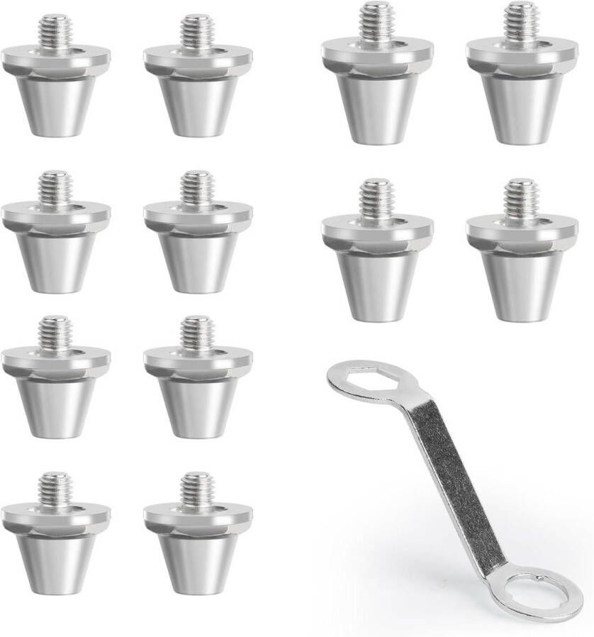 Allecto Plus Voetbalstuds Compatibel Schroefnoppen 12 stuks Aluminium Voetbalschoenen Vervangende Noppen & Noppensleutel