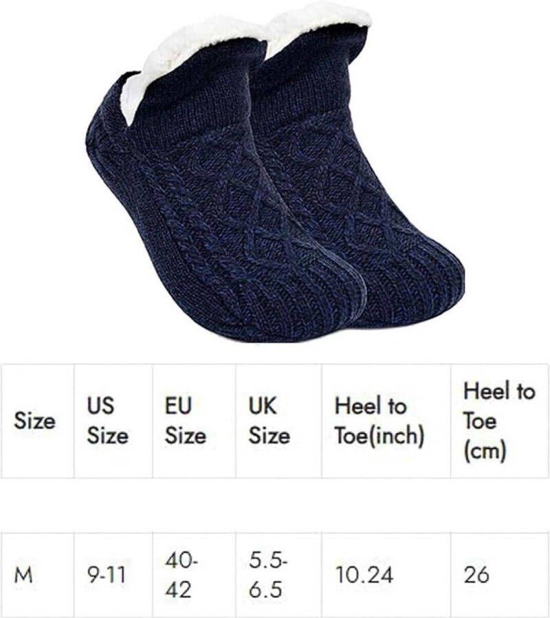Allecto Plus Warme Antislip Gezellige Pluizige Pantoffels voor Binnenshuis Zwart & Marineblauw 7 UK Breed Thuisgebruik in Stijl en Comfort