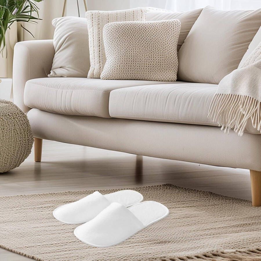 Allecto Plus Wegwerp Pantoffels Uniseks Antislip Draagbaar Ideaal voor Hotel en Thuis Wit