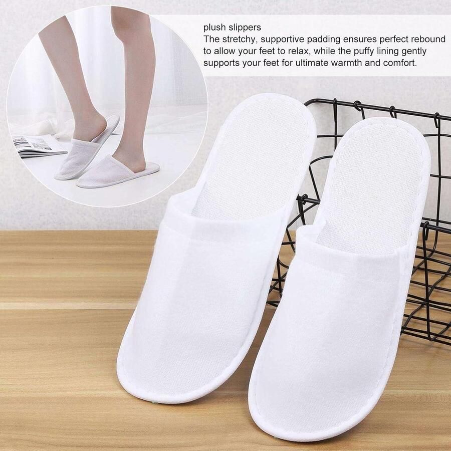 Allecto Plus Wegwerpschoenen voor gasten 4 paar witte pantoffels