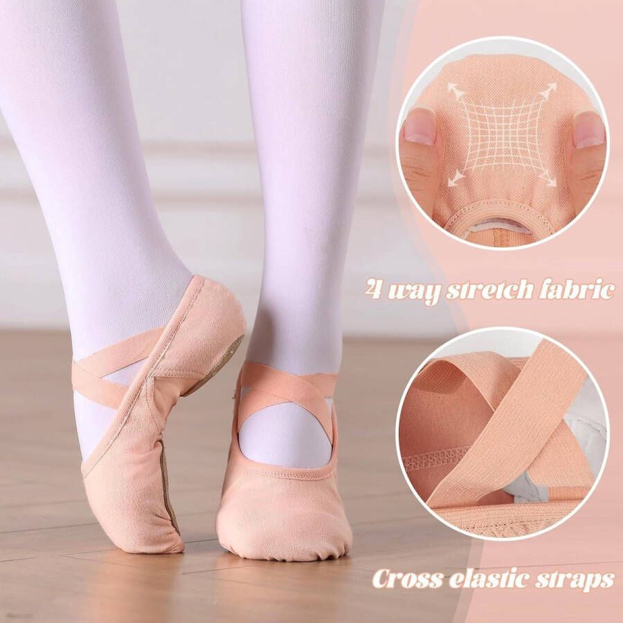 Allecto plus Zeer elastische ballerina's voor meisjes roze EU geschikt voor dansen