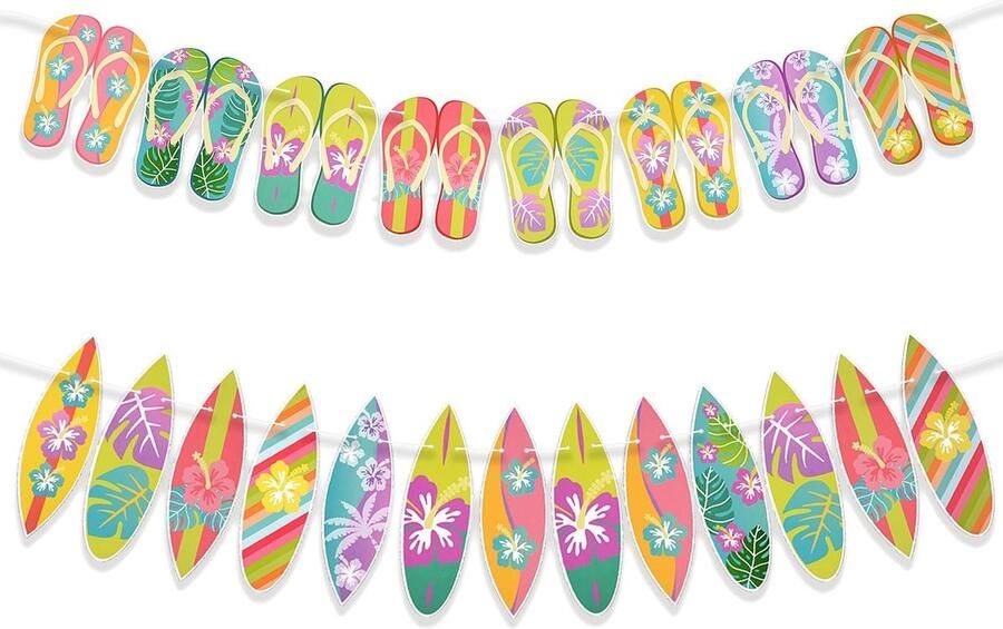 Allecto Pool Beach Party Banners Slippers en Surfboard Decoraties Voor Zomerfeesten Feestelijke Versiering Buitenfeest Strandthema