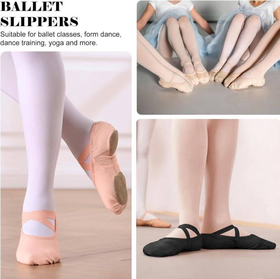 Allecto Premium Ballerina's voor meisjes Roze EU Zeer Elastisch Dansschoenen voor Peuters Kinderen en Vrouwen