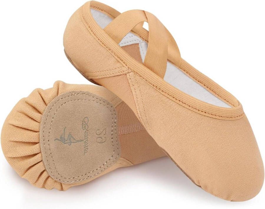 Allecto Premium Balletschoenen voor meisjes en vrouwen Elastische dansschoenen met splitzool Beige