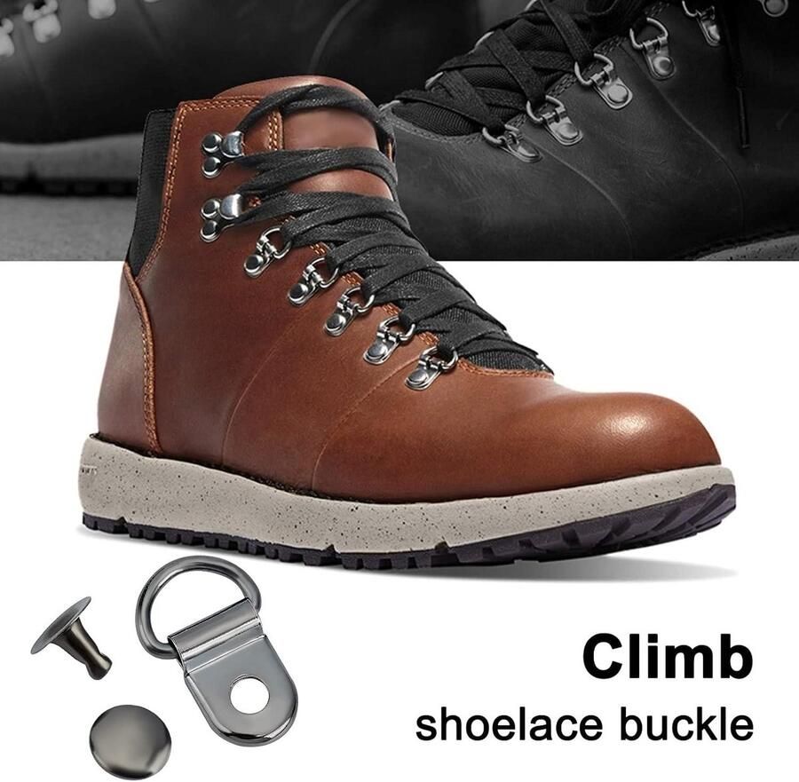 Allecto Premium Boot Lace Haken Messing Schoenen Oogjes Haaklus D-ring Set 40 Stuks Veiligheidsgesp Klim Wandelschoenen Outdoor Werk Bergbeklim Laarzen Gunmetal