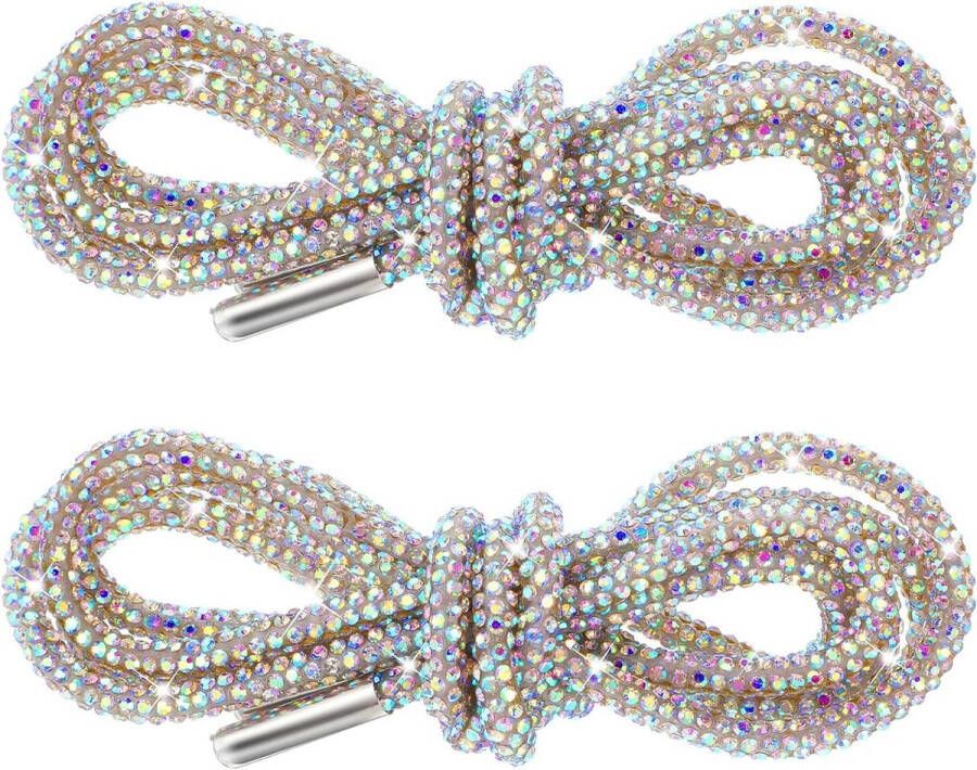 Allecto Premium Glitterveters Zilver 2 Stuks Voor Laarzen Tennisschoenen en Loopschoenen met Strass Kristallen