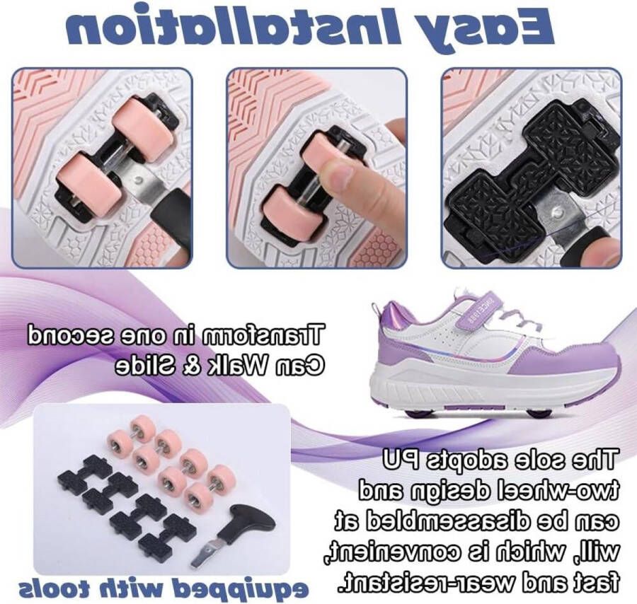 Allecto Premium Kinderrolschaatsschoenen voor Buiten Skaten Sportief Wandelen Uitschuifbare 4 Wielen Unisex Tieners Kinderen Sportschoenen Wandelschoenen Zwart