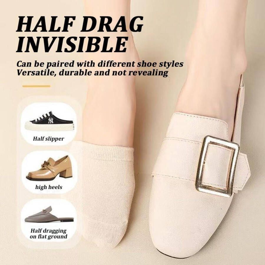 Allecto Premium Set van 4 paar antislip voorvoetsokken voor meisjes ademend en onzichtbaar geschikt voor ballerina's Teentoppersokken