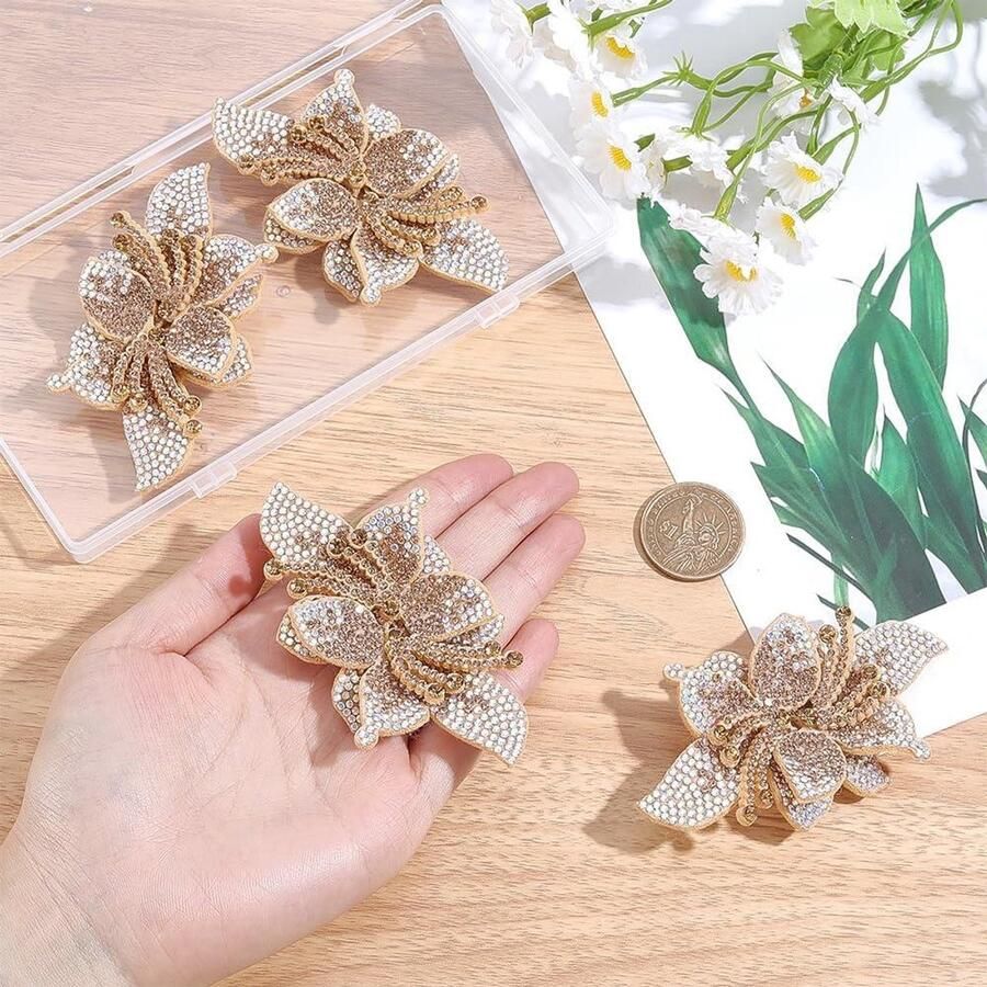 Allecto- Schoen decoratie clips Stof Stereoscopische bloem Steentjes Schoen decor Metalen terug gesp Voor vrouwen sandalen Hoge hak Platte Bruiloft party