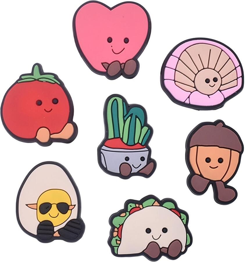 Allecto Schoenbedels Set Decoratieve Charms Assorti Kleuren PVC Accessoires 30 Unieke Ontwerpen Geschikt voor Crocs en Klompen Oranje