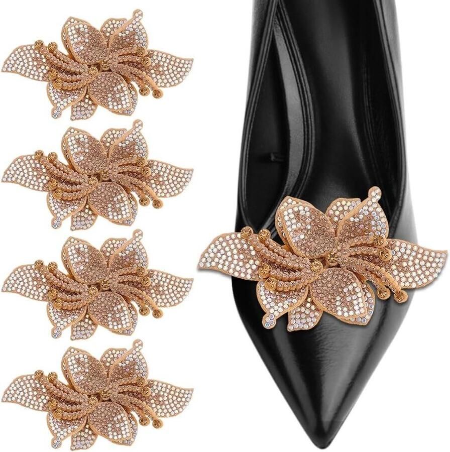 Allecto Schoenclip decoratie Bloem Metaal Teruggesp Vrouwen sandalen Hoge hak Bruiloft en feest Zilver Geschikt voor modellen