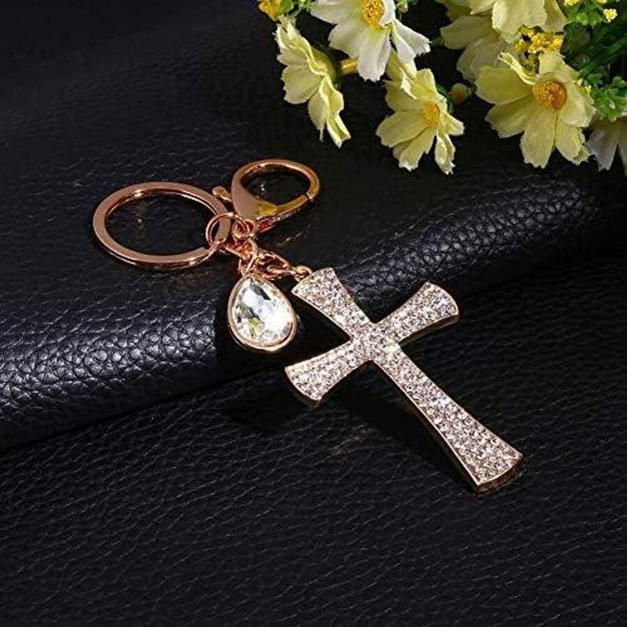 Allecto Sleutelhanger Kruis Kristal Dames Goud Hoge Hak Schoen Vrouwen Meisjes Telefoon Sleuteltas Decoratie Geschikt voor Alle Modellen