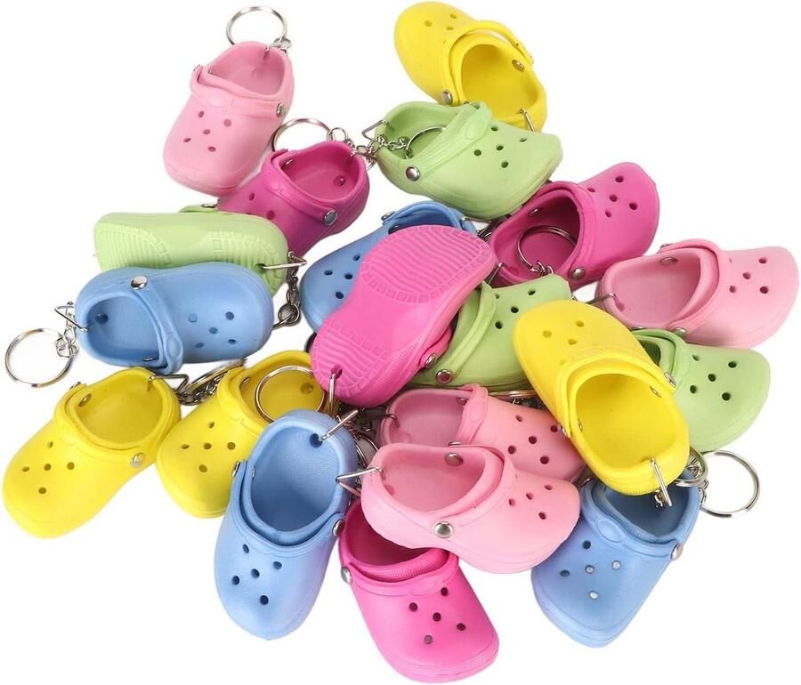 Allecto- Sleutelhangers krokodil Siliconen Herbruikbaar Kleurenassorti t Pantoffels Flexibel Kleine Geschikt voor doeleinden Pakket van stuks
