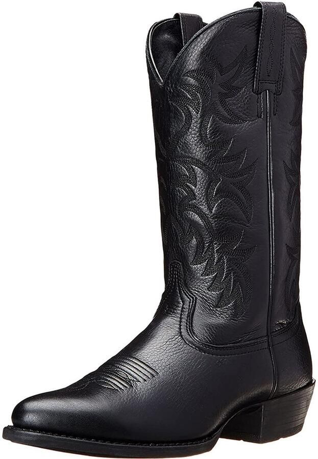 IMstore Vintage Western Cowboy Boots Leder Comfortabele Schoenen Zwart Retro Design Perfect voor Vrije Tijd en Werk