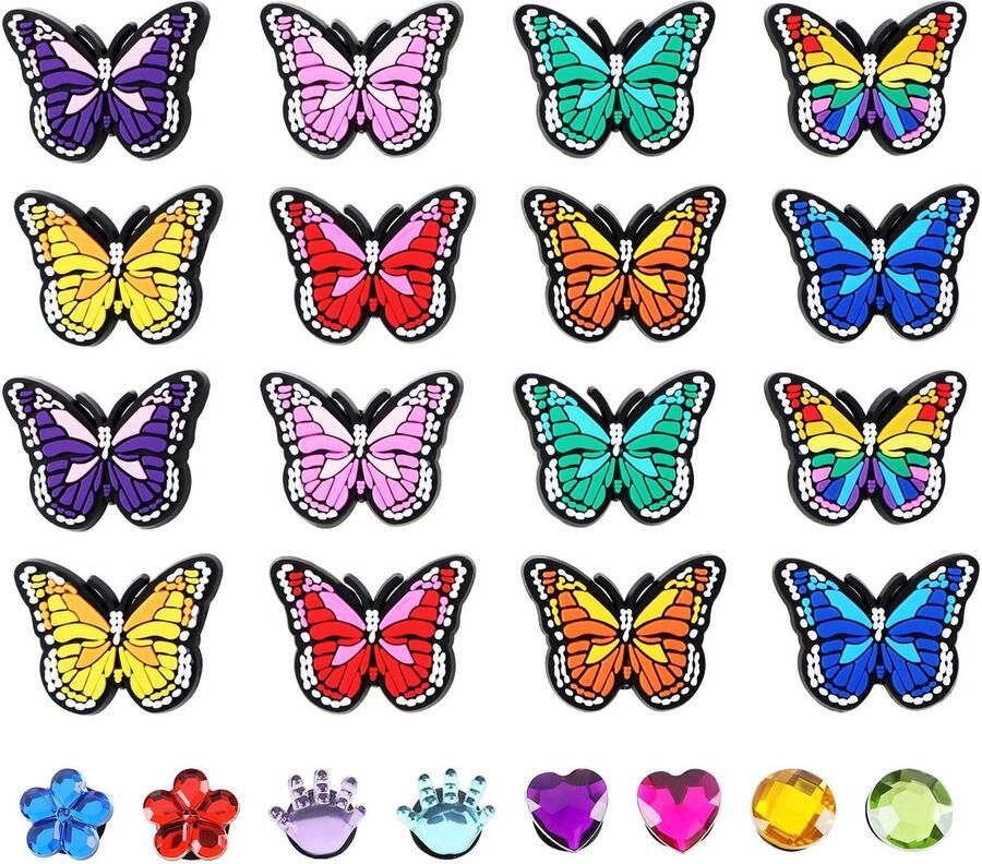 Allecto Vlinder Schoen Charms Schoen Decoratie PVC Multicolour Creatieve Accessoires voor Schoenen Geschikt voor Klompen en Sandalen