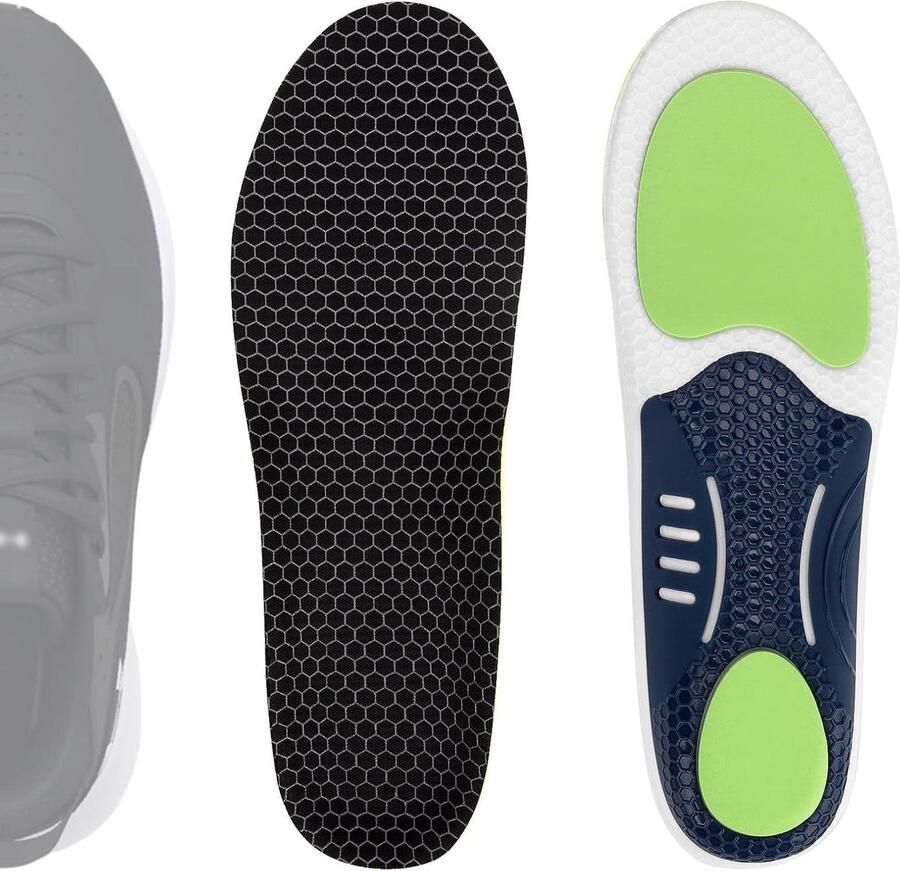 Allecto- Voetboogsteunzolen Schoeninzetstukken Schokabsorberend nen 5.5-6.5 7-8 Ondersteuning Zwart Compatibel met Under Armour Assert 9 TR