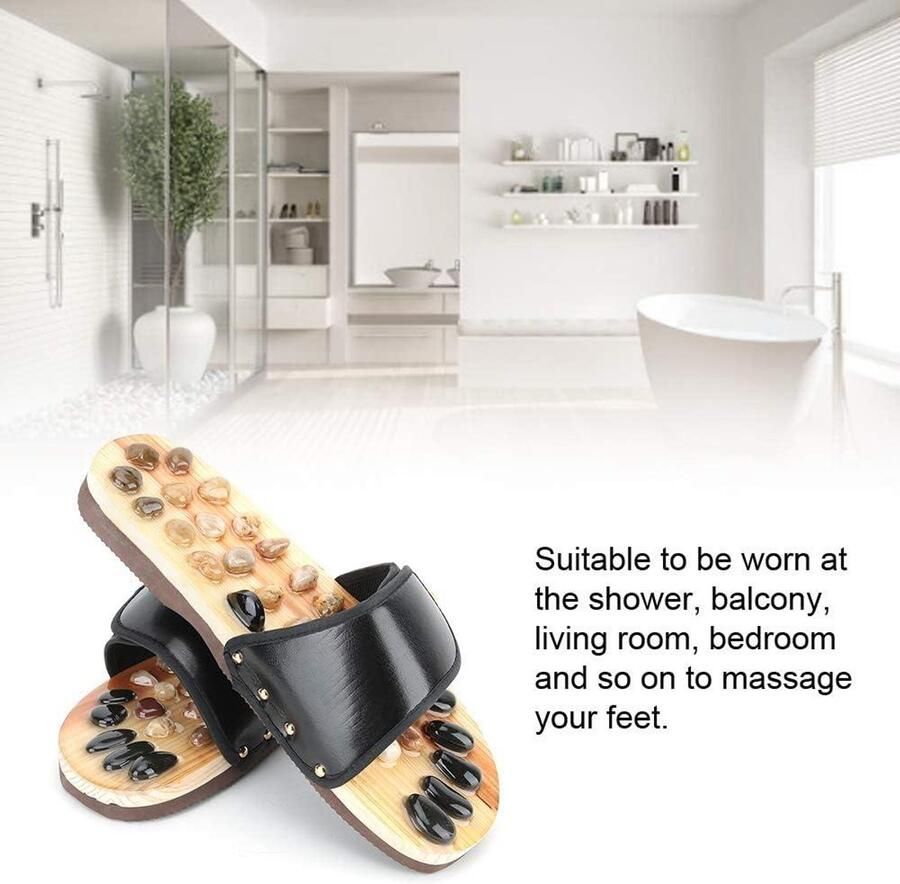 Allecto Voetmassage Slippers Acupunctuur Sandalen Ontspannende Mat Kiezelsteen Reflexologie Gezondheidszorg Massage Tools Geschikt voor 39-40 Voet Relax Schoenen Voor