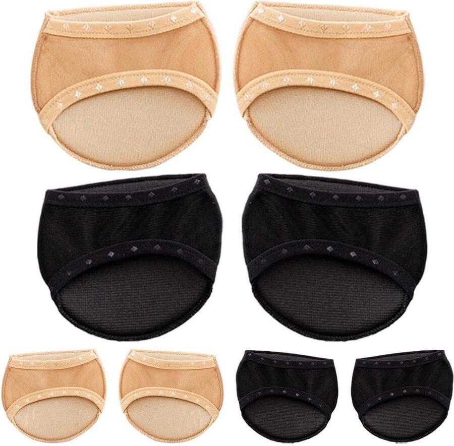 Allecto Voorvoetkussens Ademend en Antislip 4 Paar Onzichtbare Halve Sokken Perfect voor Sandalen Geschikt voor Dames