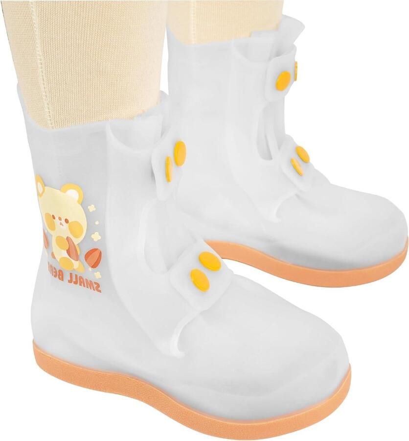 Waterdichte regenlaarzen voor kinderen schattig ontwerp antislip schoenhoezen (maat S oranje) Regenlaarzen Kinderen Antislip Schattig design Waterbestendig
