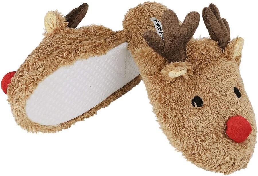Dailygoods- Pantoffels Zacht Pluche Kerstpantoffels Slippers Liefdespaar Schattig Rendier Winter Hernst Lente