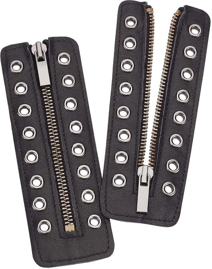 Allecto Zipper Boot Laces PU Leather Tieless en handige sluiting Zwart 8 Eyelets Geschikt voor boots en schoenen 15.7x Hole: 5mm