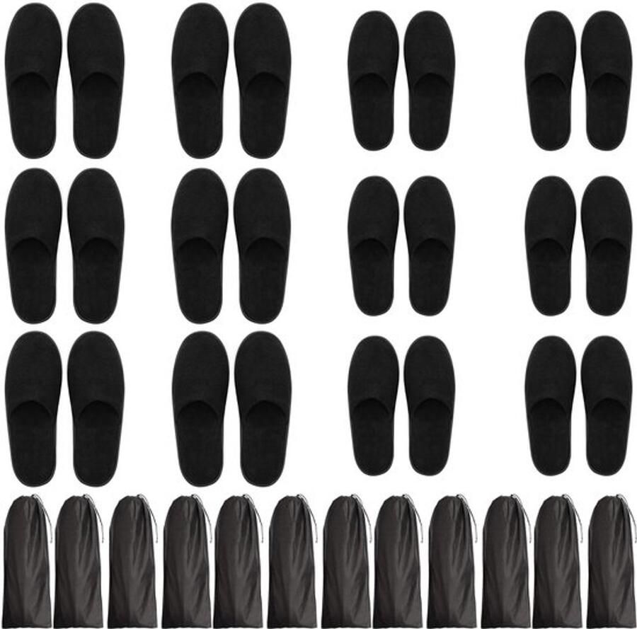 Allecto Zwarte Zachte Spa Slippers Gesloten Teen Comfortabel en