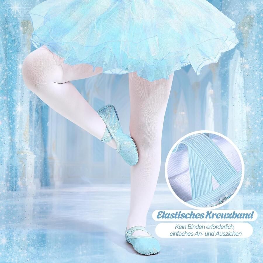 Alletschoenen voor meisjes peuters glitterdansschoenen splitzool balletschoenen voor kinderen ballerina's met elastische kruisbanden
