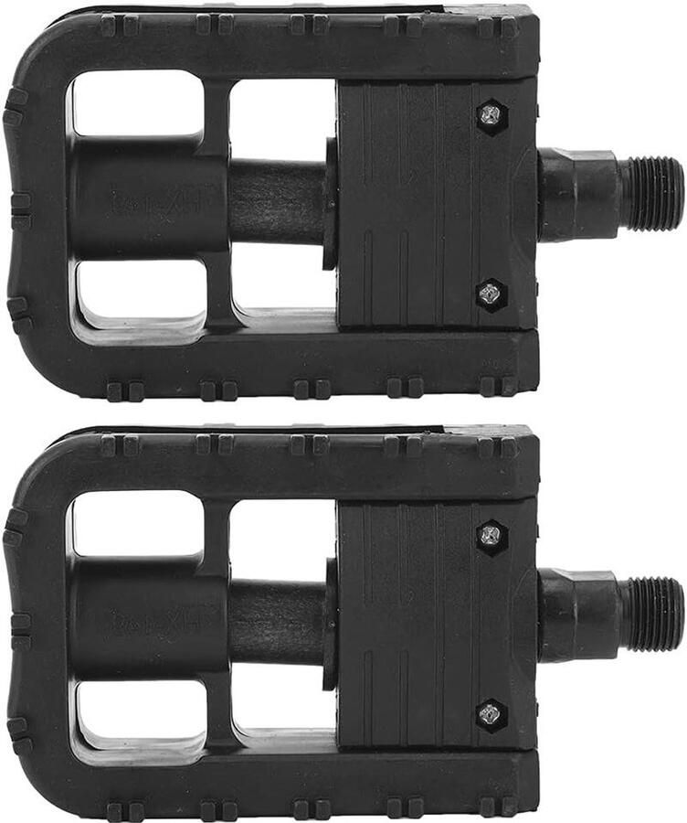 Alomejor Fietspedalen Antislip Nylon Voetsteun met Gekarteld Ontwerp Breed Platform voor Verbeterd Fietscomfort en Efficiëntie (BLACK)