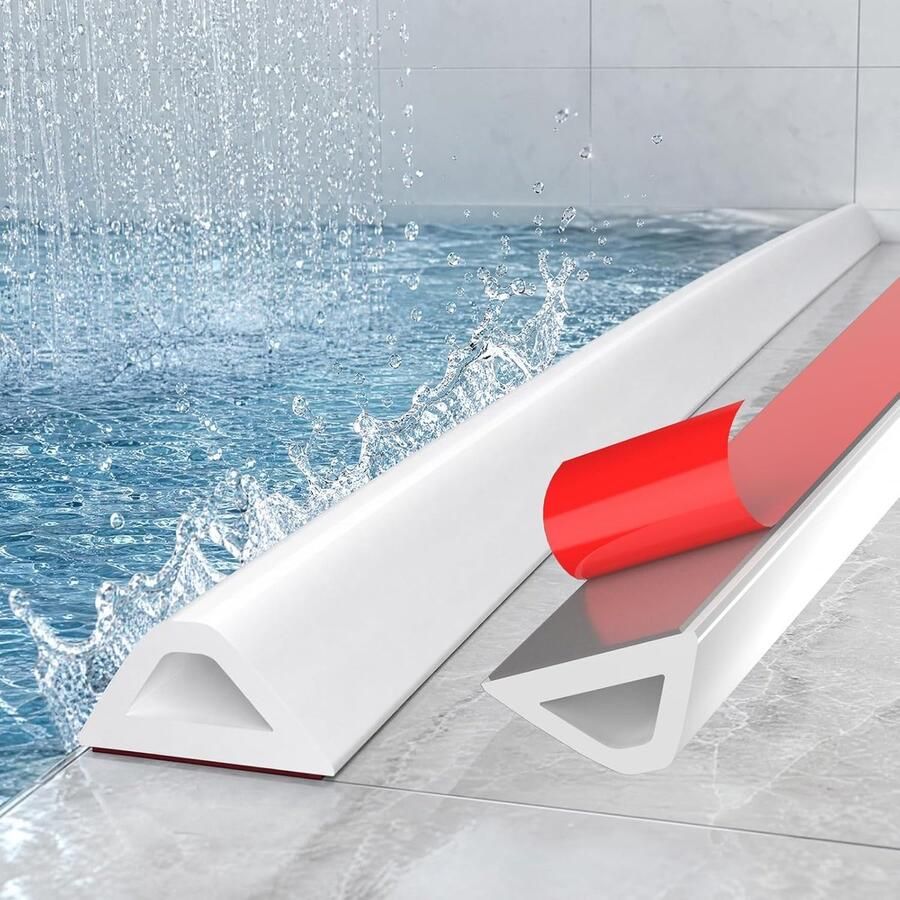 Alophoty Siliconen Waterstopstrip Wit Vouwbare Douche Drempel Voor Nat Droog Scheiding in Badkamer & Keuken Lekdicht Flexibel en Eenvoudig te Installeren