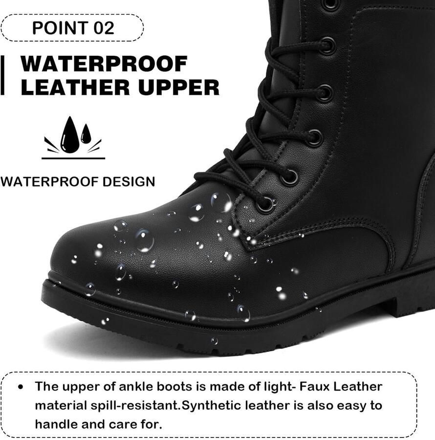 Ankle boots voor en waterdicht zwarte leren schoolboots comfortabel voor dagelijks gebruik ShopVlot