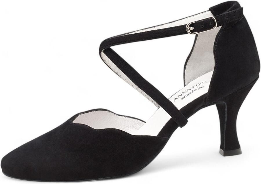 Anna Kern 672 60 Odile Dames Dansschoenen Zwarte Suede Gesloten Neus Flare Hak Latin Ballroom Salsa ANNA KERN Zwart